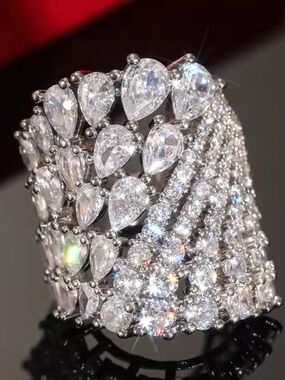 White Rhodium Lab Diamond Ring